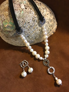 Freshwater Pearls with Burnished Sterling Silver Pearl Pendent