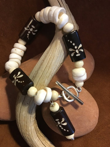 Authentic Hawaiian Puka Shells with Carved Dragonfly Beads