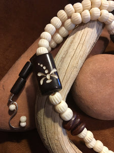 Carved Bone with Dragonfly Beads